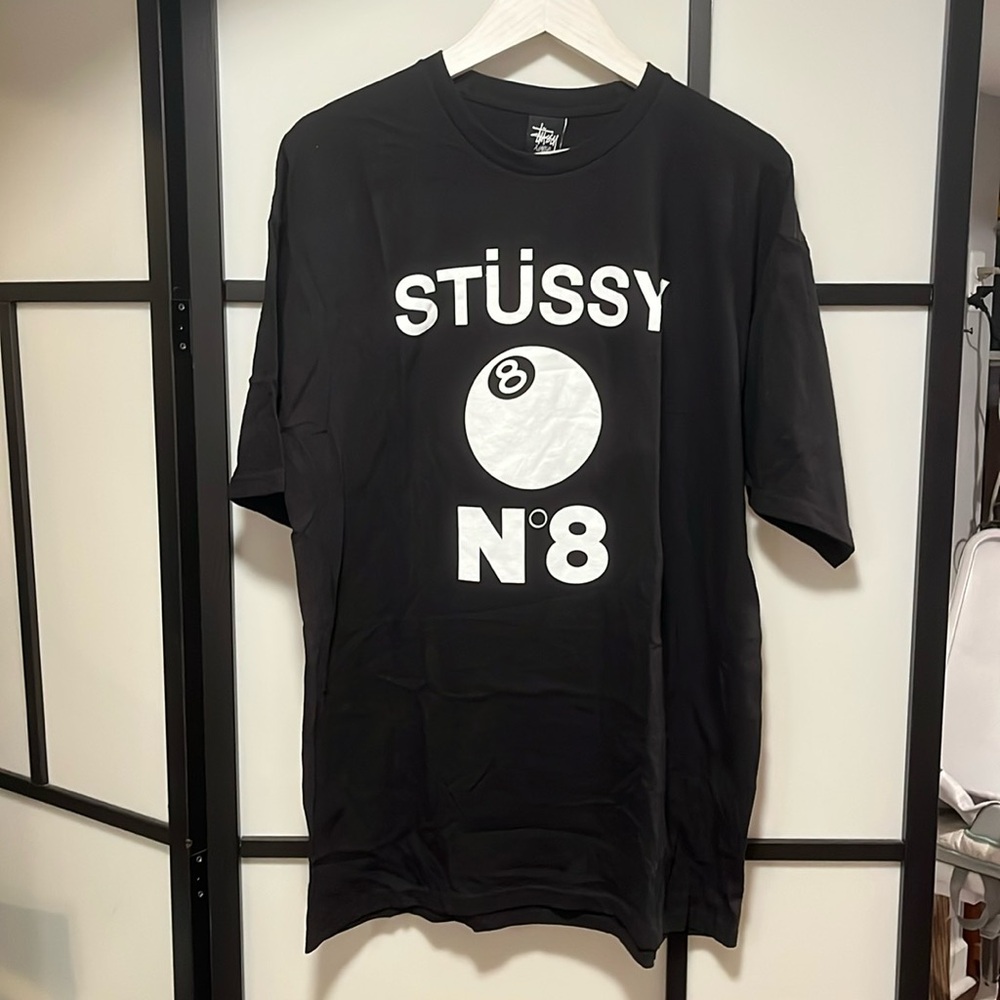 Stussy No. 8 T shirt Black Streetwear Unisex Size X-Large NWT